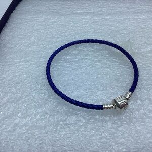 Pandora,”16CM Single Dark Blue Braided Leather  Clasp  “ 16CM/ 6.29 Inches